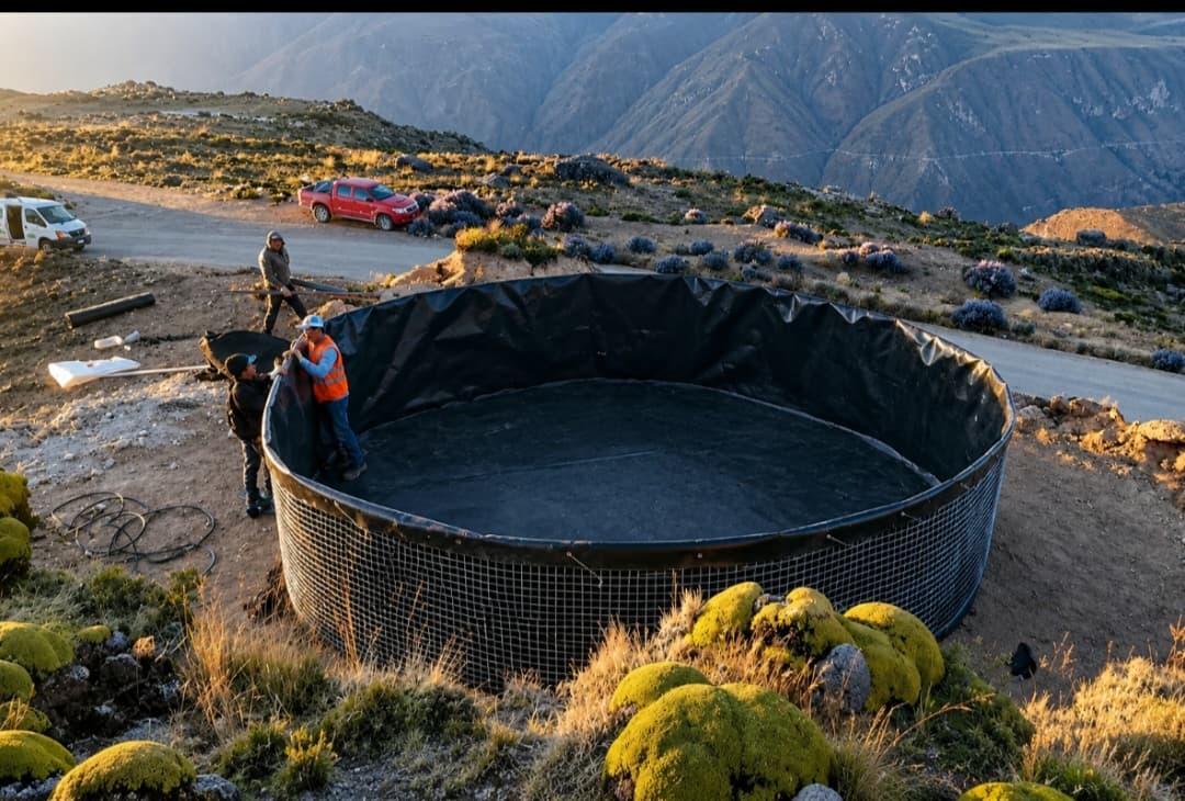 Instalación de geotanque de geomembrana HDPE por ICIM
